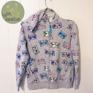 Crazy Cat Zipper Hoodie by Cat & Jack Size XL14/16